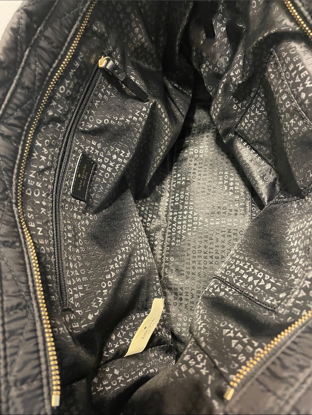 kate spade Black Quilted Tote with Logo Plaque - Picture 9 of 9